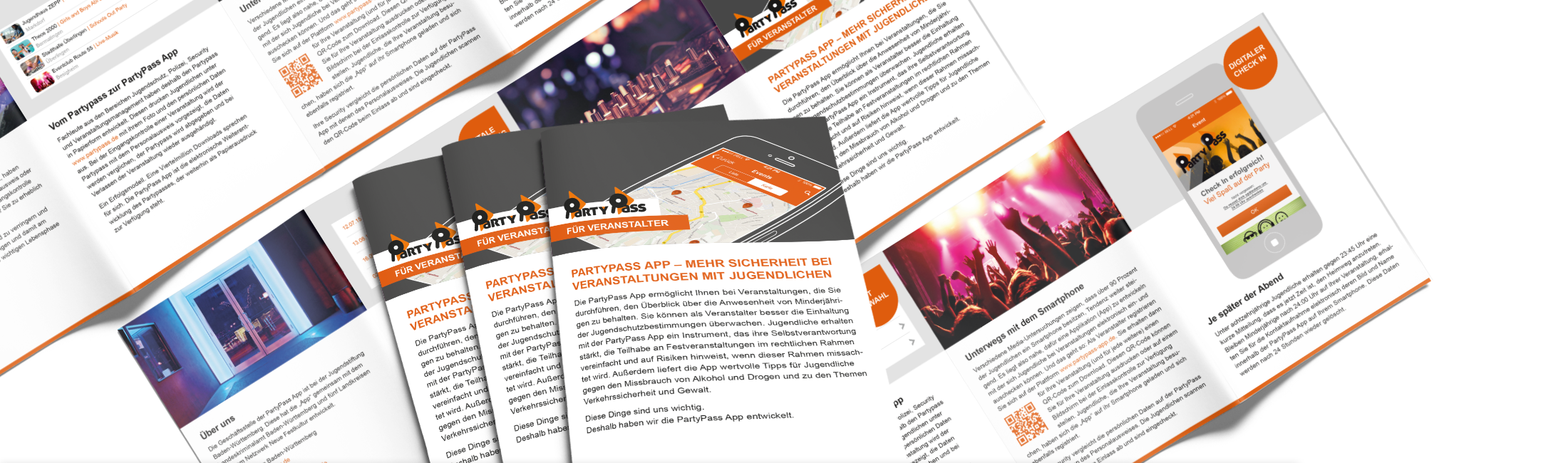 Desktop Ansicht: Party Pass App Flyer