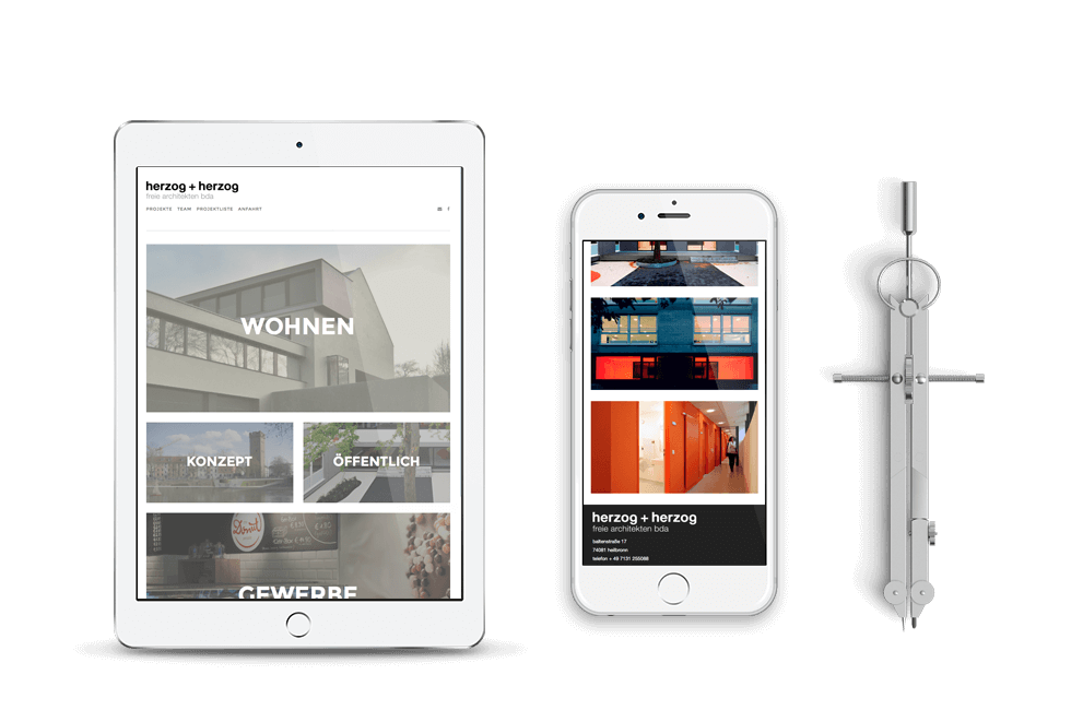 Tablet Ansicht: herzog + herzog architekten bda Headerbild